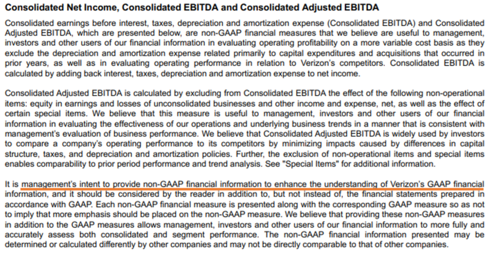 adjusted EBITDA non GAAP