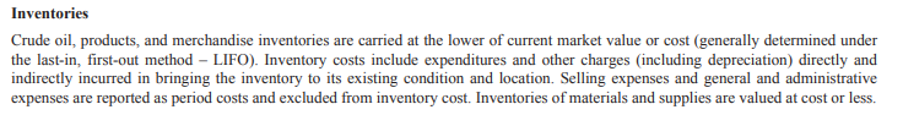 lifo vs fifo ExxonMobil