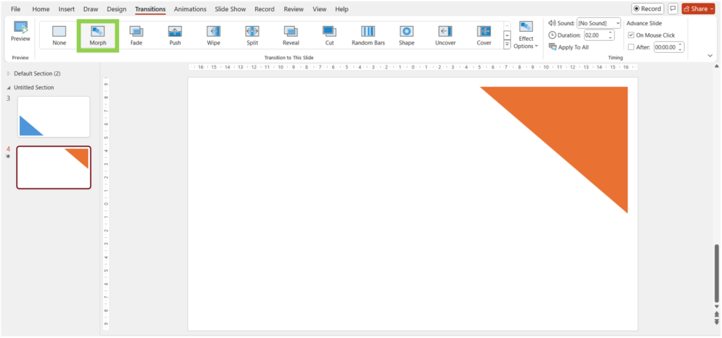 morph transition in PowerPoint