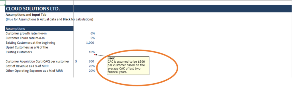 financial model - comments