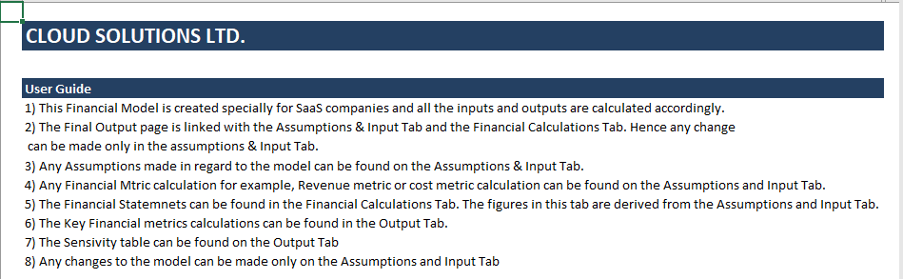 financial model - user guide