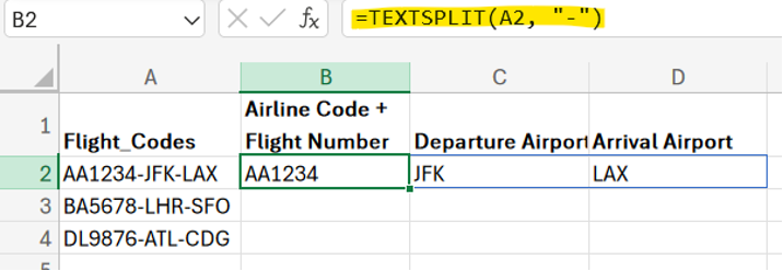 textsplit function in excel