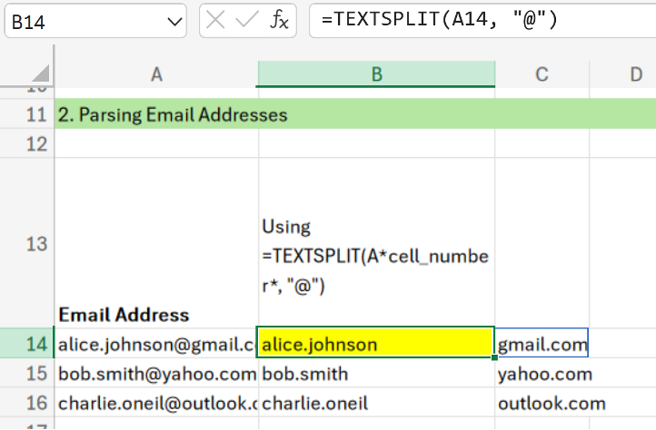 textsplit function in excel