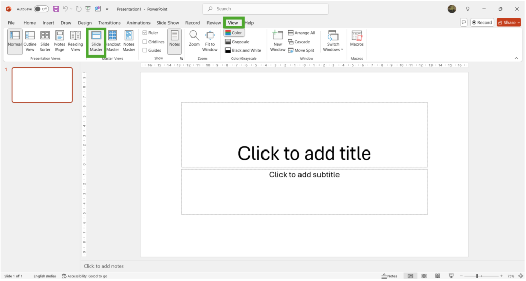 slide master view in PowerPoint