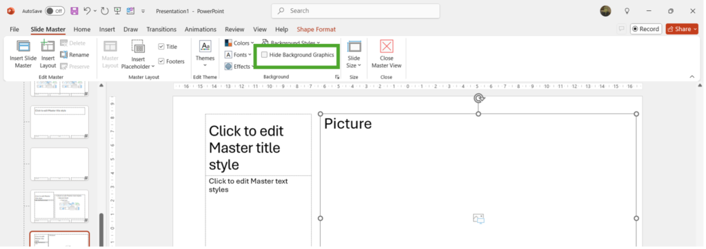 slide master view in PowerPoint