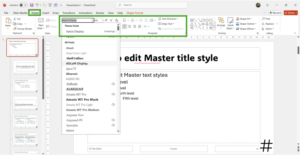 slide master view in PowerPoint