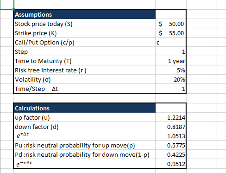 option pricing model - binomial pricing model